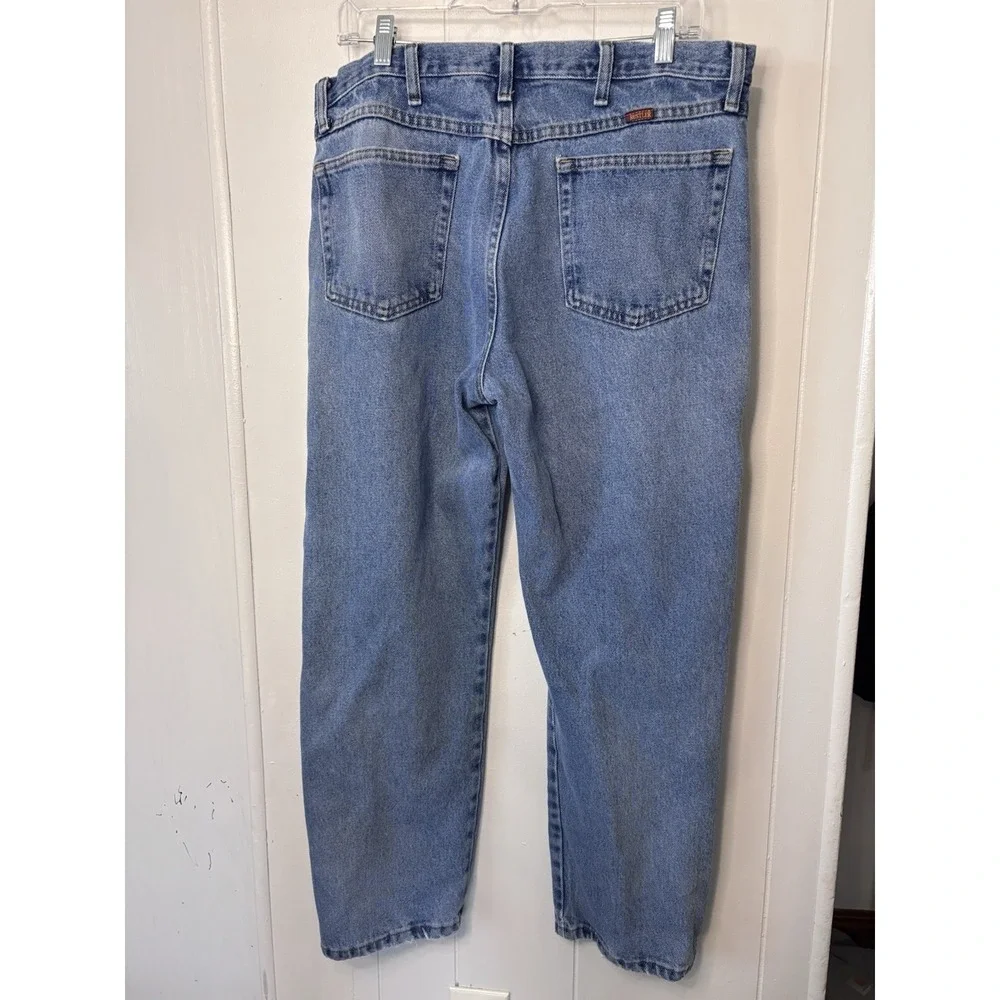 Men's Rustler Blue Work Jeans‎ 36x29 Regular Fit Straight Denim